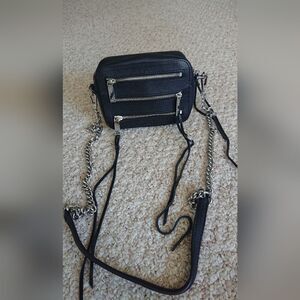 Rebecca Minkoff Moto Leather Camera Bag in black with 4 zip